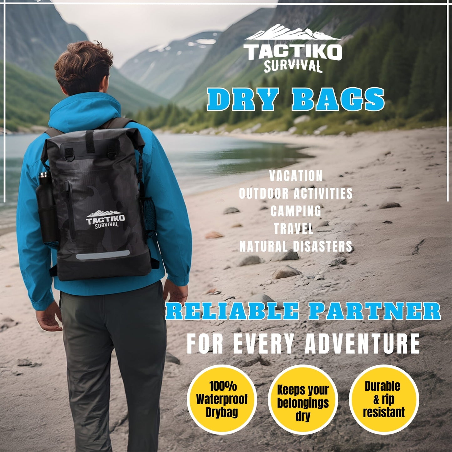 camo waterproof dry bag backpack for outdoor adventures