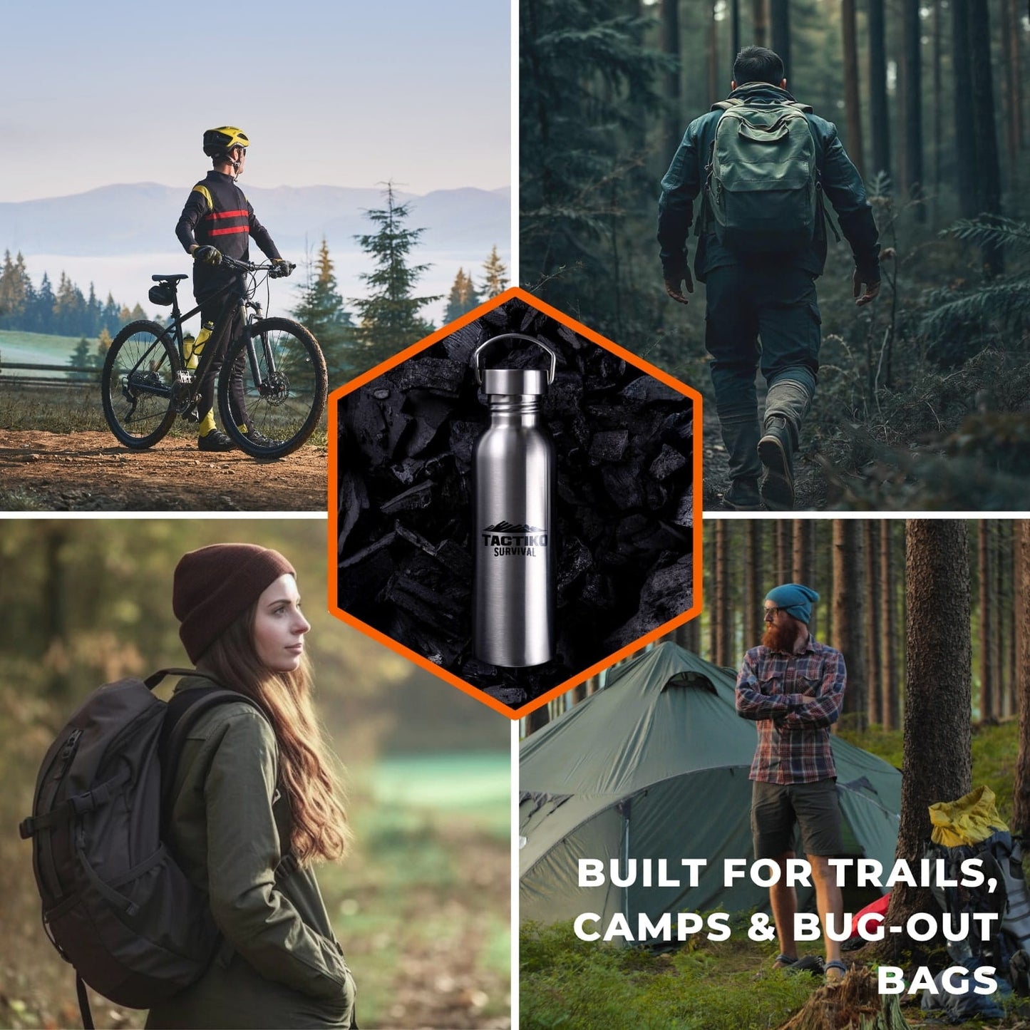 steel water bottle for camping hiking outdoor use