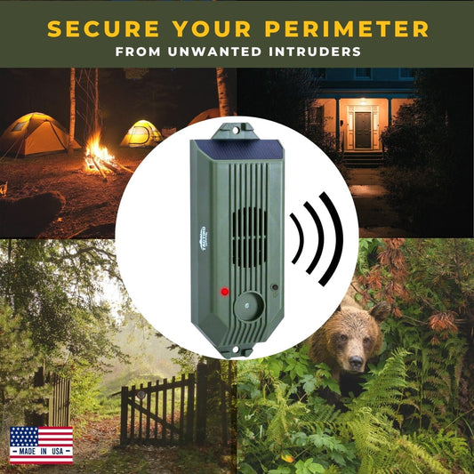 Outdoor trip wire alarm protecting campsite and home perimeter