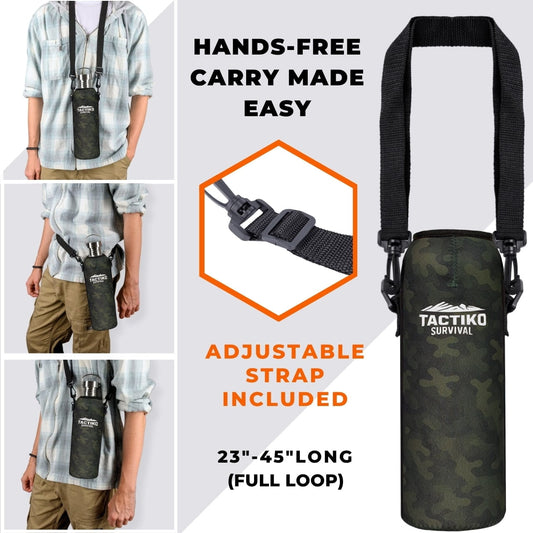 water bottle with adjustable strap