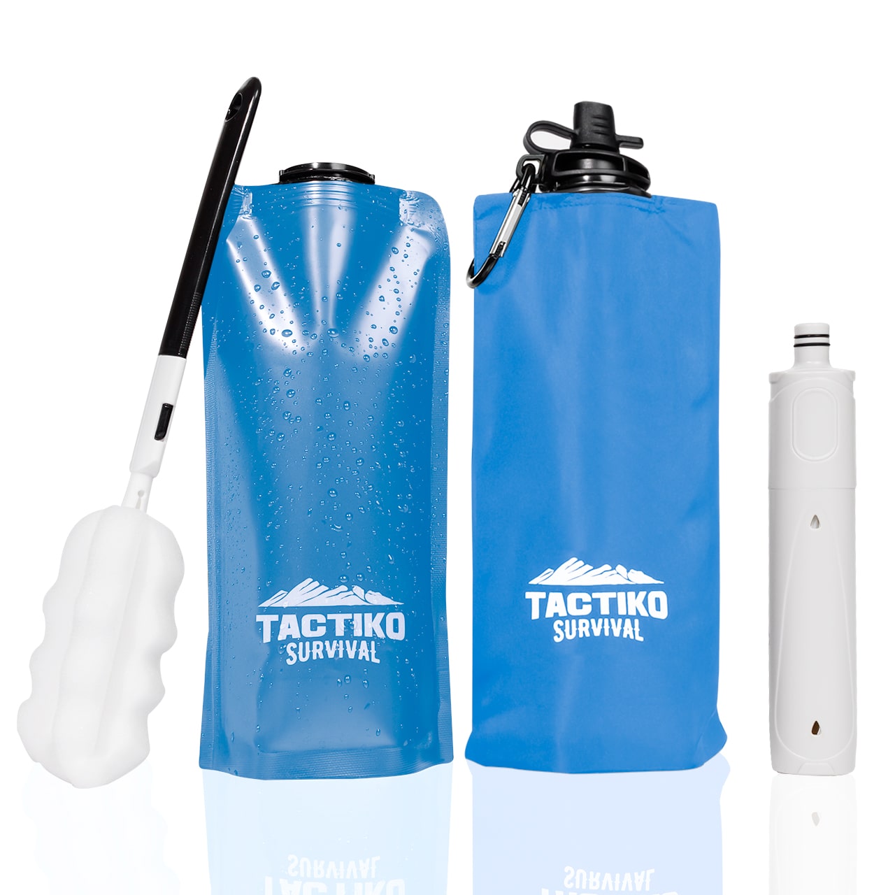 blue filtered water bottle for hiking