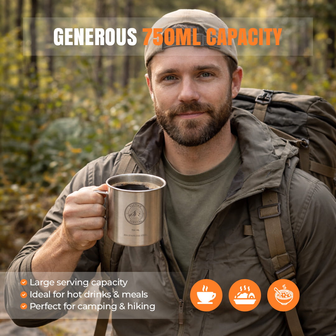 Stainless Steel Camping Mug/Cook Pot (750ml)