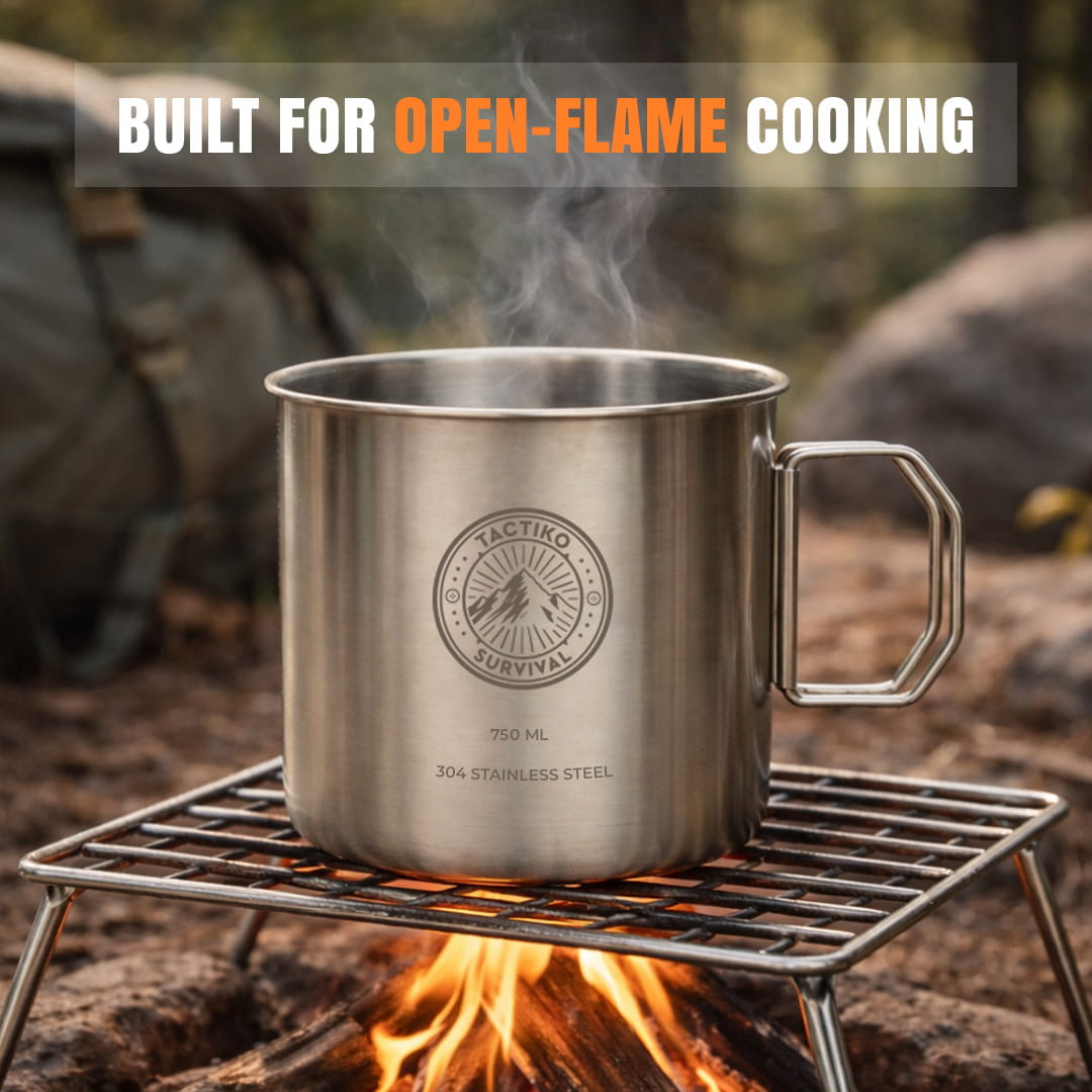 Stainless Steel Camping Mug/Cook Pot (750ml)