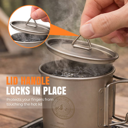 Stainless Steel Camping Mug/Cook Pot (750ml)