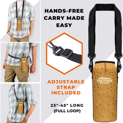 bottle carrier strap tan sleeve
