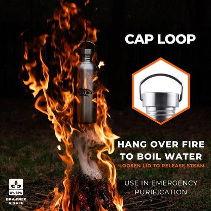 metal bottle boiling water over fire