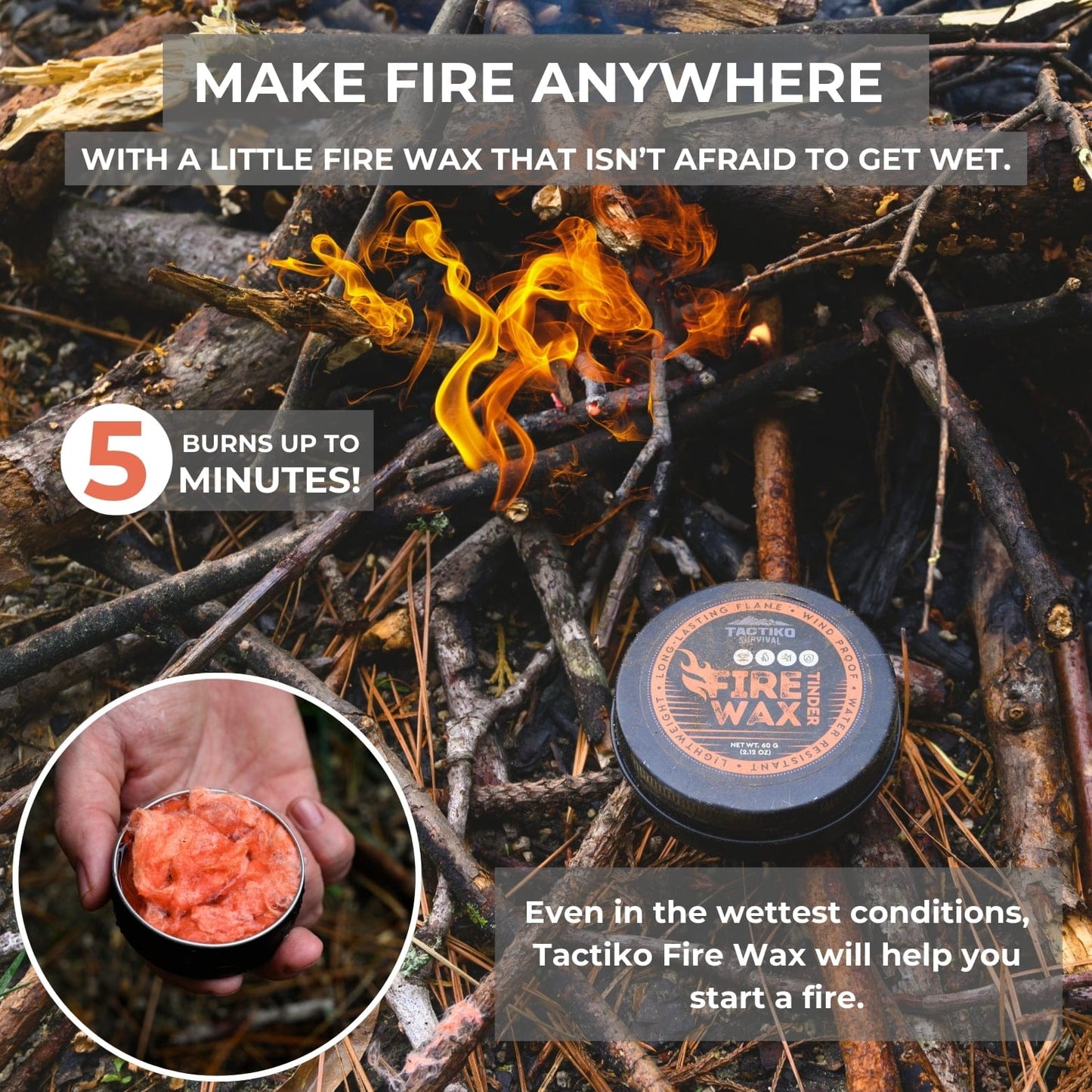 Weather-Resistant Fire Wax Putty - 2Pk