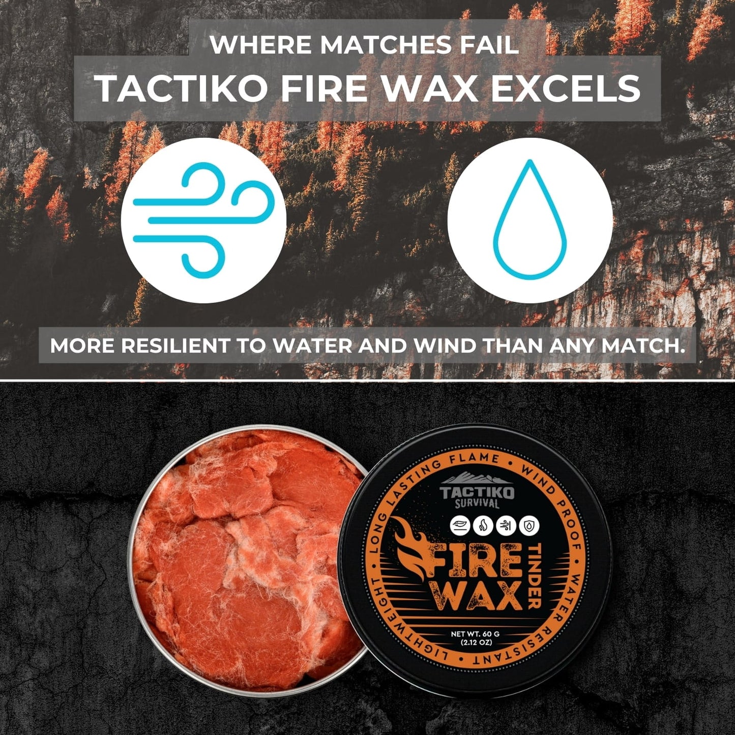 Weather-Resistant Fire Wax Putty - 2Pk