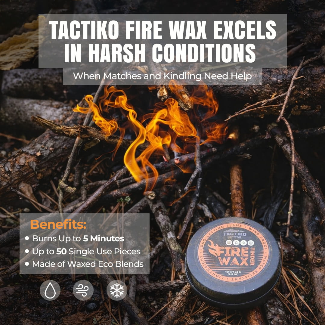 fire wax burning in outdoor survival setup