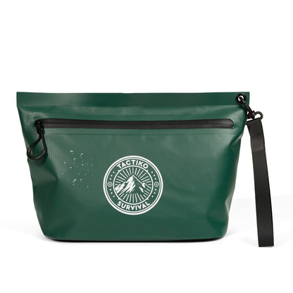 Green waterproof dry pouch with strap