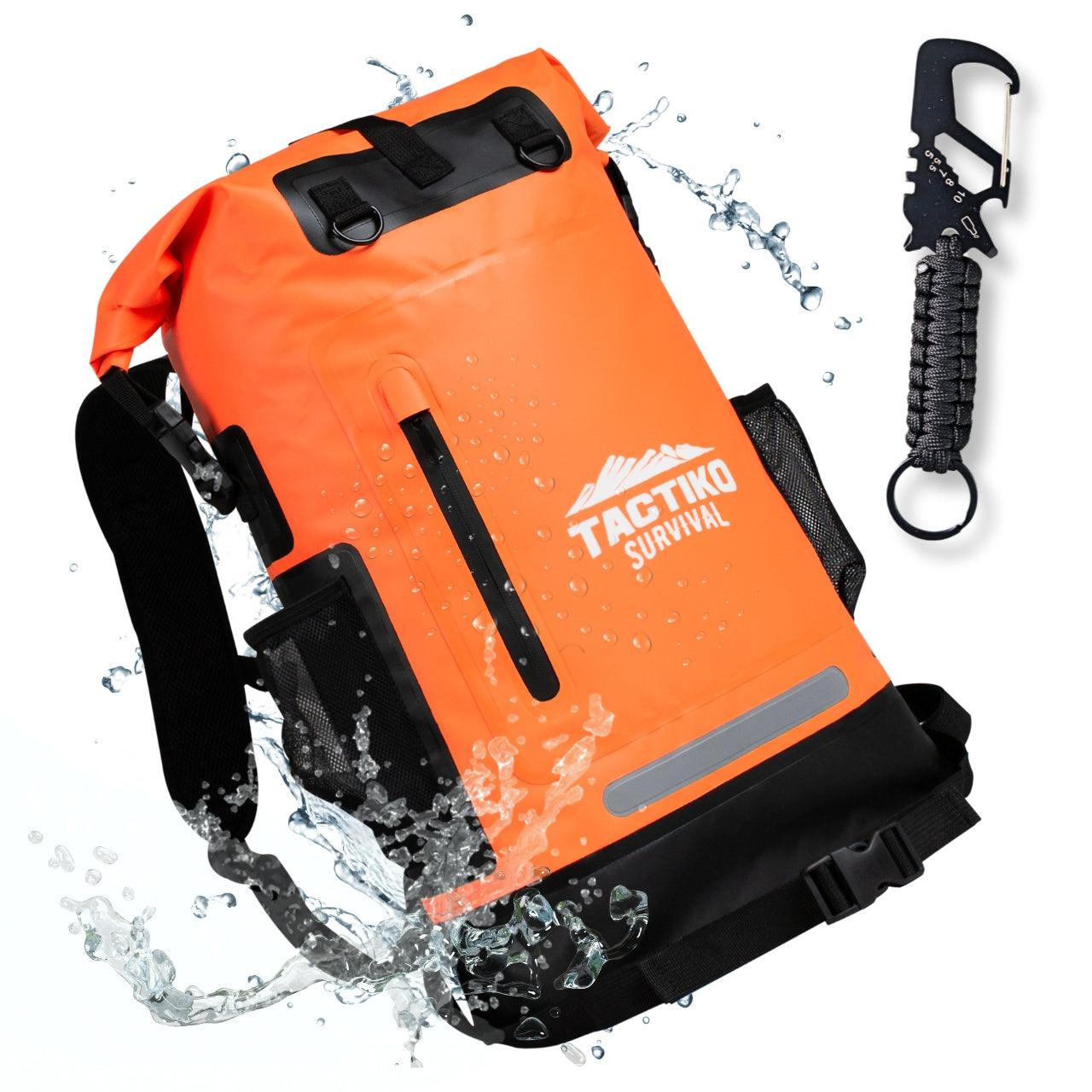 orange dry backpack for kayaking