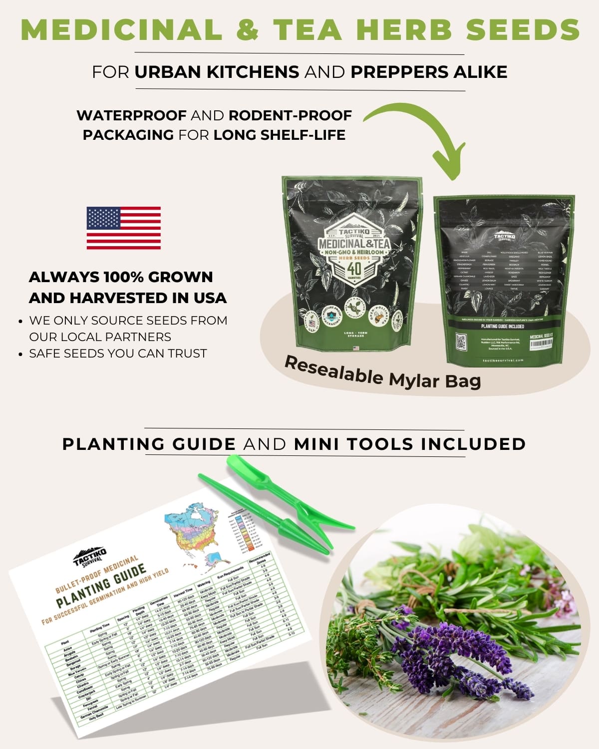 Medicinal herb seed kit with tea garden plants