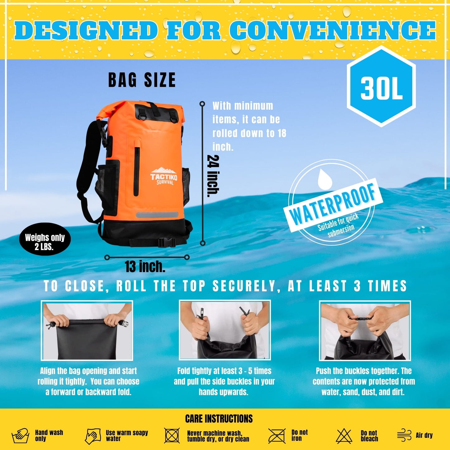 35L Waterproof Tactical Backpack (Fire Orange)