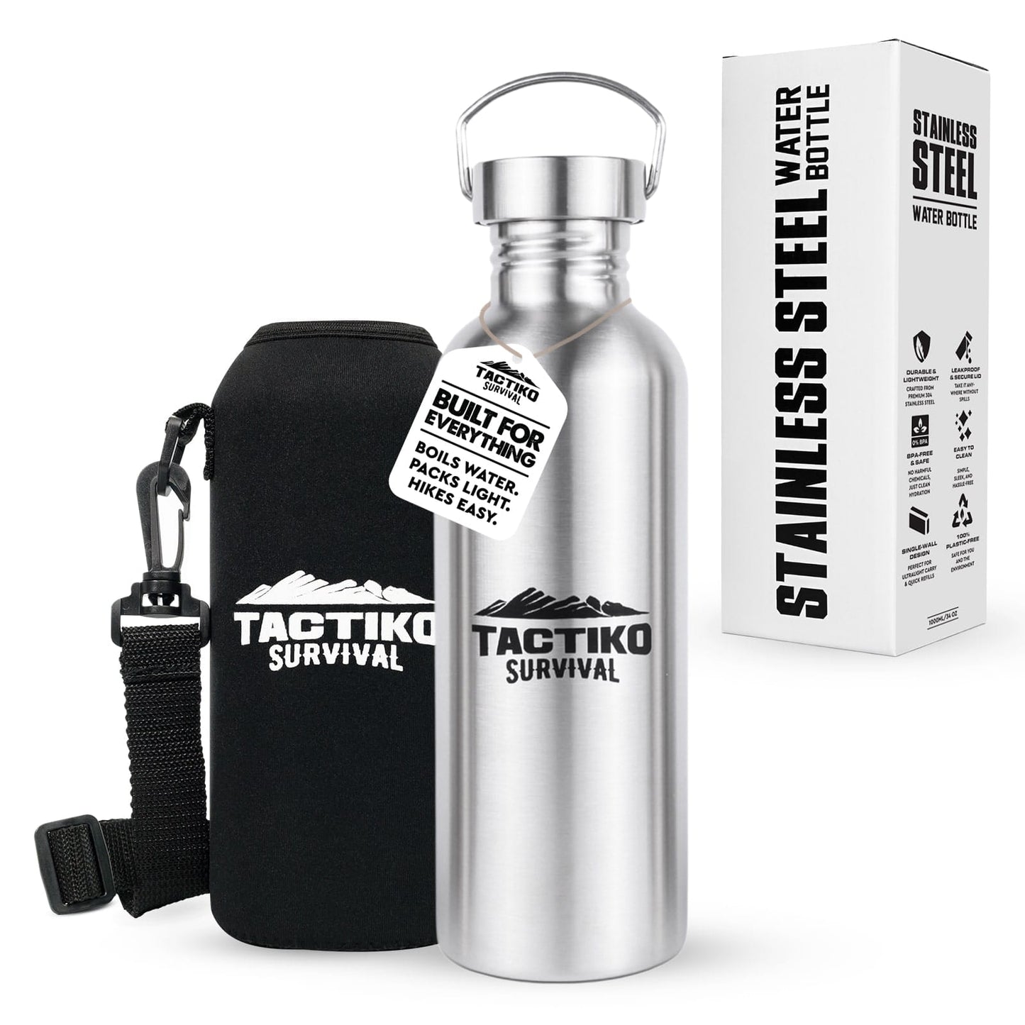 1000ml stainless steel bottle with black sleeve set