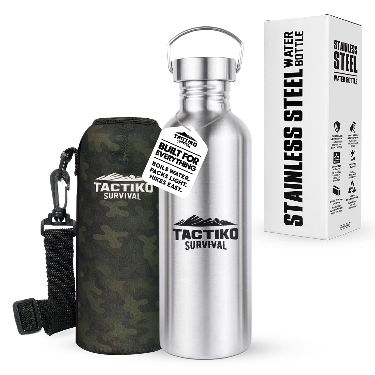 stainless steel bottle with sleeve and box