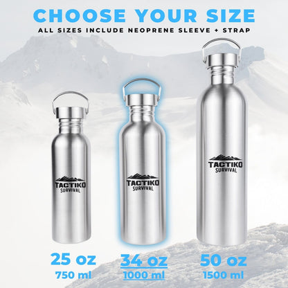 stainless steel bottles in 3 sizes