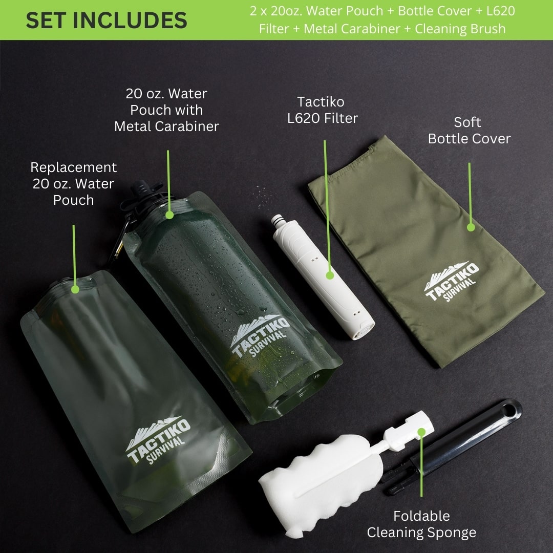 tactiko survival filter water bottle for hiking