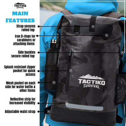 Camo Tactiko dry bag backpack feature overview