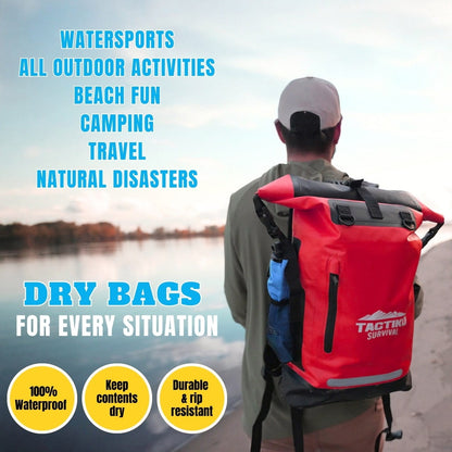 Red Tactiko dry backpack for camping and watersports