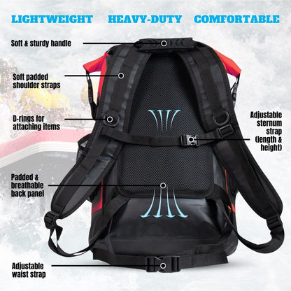 Red Tactiko dry backpack padded back support