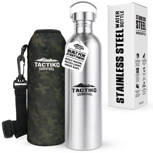 stainless steel bottle with cover and strap