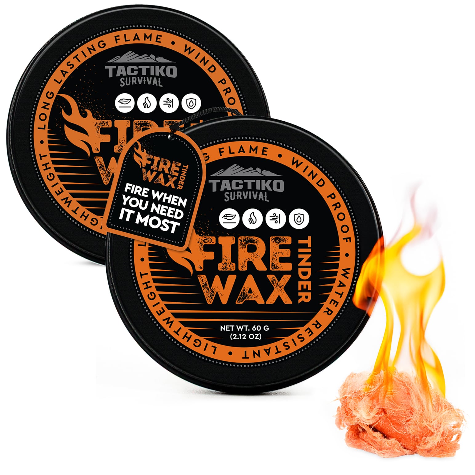Tactiko fire wax tinder for camping fire starter