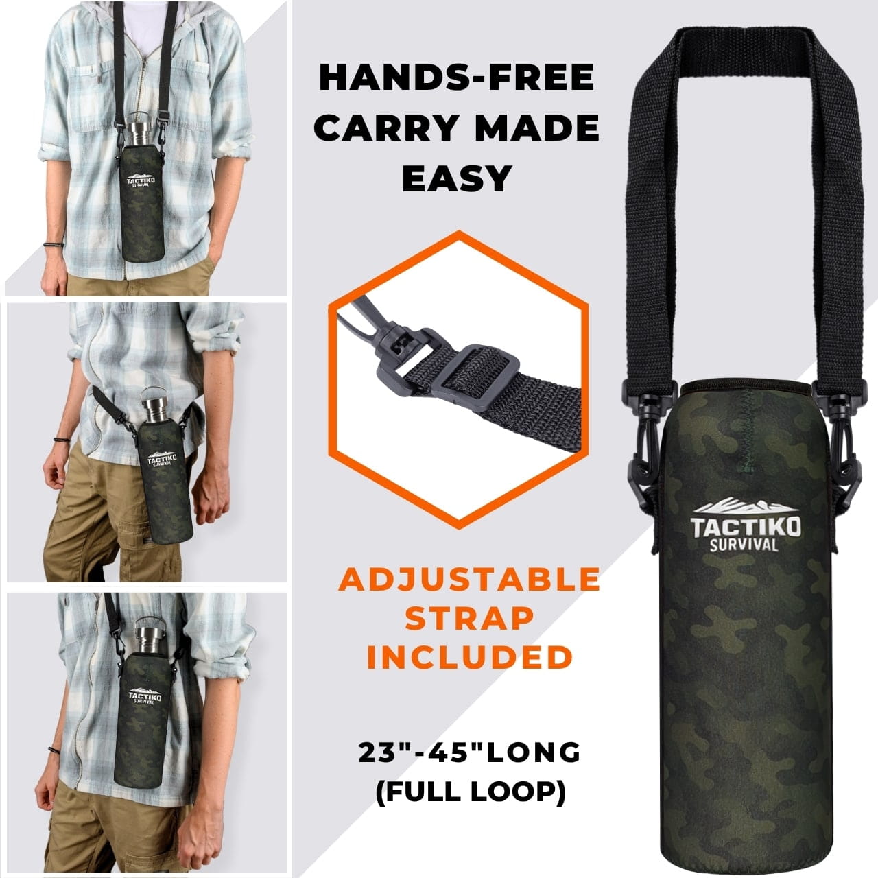 water bottle with adjustable strap