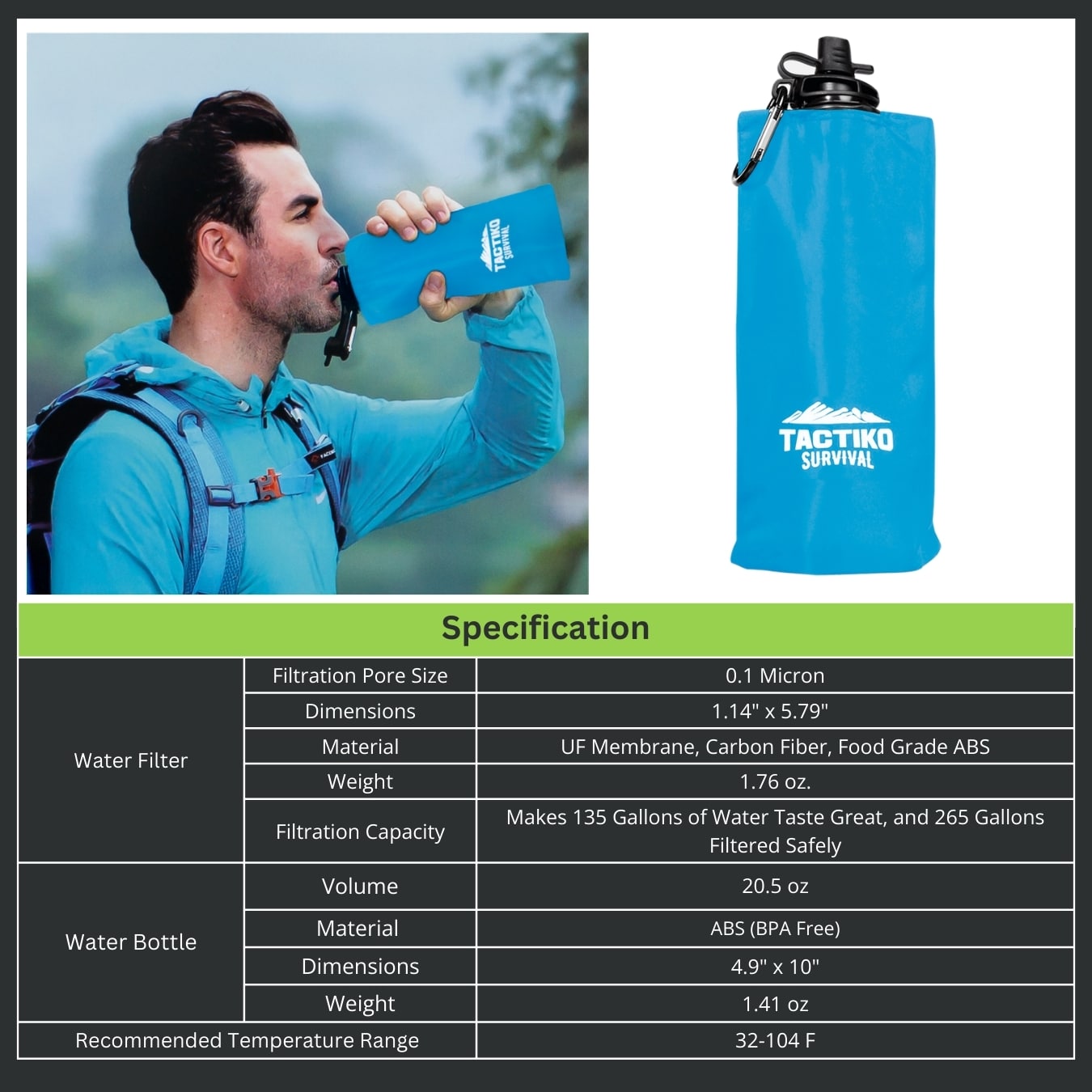 river water filter water bottle